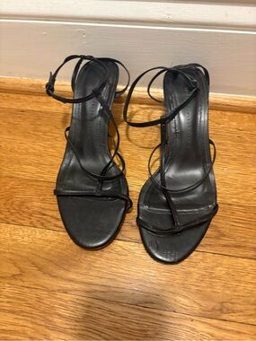 Zara Black Strappy High Heel Sandals - Women